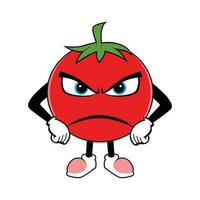 Tomate Obst Karikatur Maskottchen mit wütend Gesicht. Vektor Illustration von rot Tomate Charakter mit verschiedene süß Ausdruck
