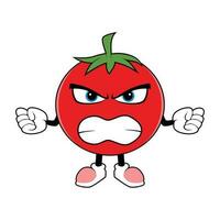 tomat frukt tecknad serie maskot med arg ansikte. vektor illustration av röd tomat karaktär med olika söt uttryck