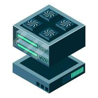 isometrisk trogen server. isometrisk databas eller data Centrum. abstrakt blockchain. dator lagring. moln lagring. vektor illustration