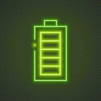 lysande neon batteri ikon. batteri laddning kraft tecken. elektricitet symbol. lysande neon. vektor illustration