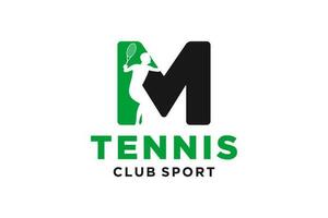 vektor initialer brev m med tennis kreativ geometrisk modern logotyp design.