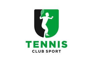 Vektor Initialen Brief u mit Tennis kreativ geometrisch modern Logo Design.
