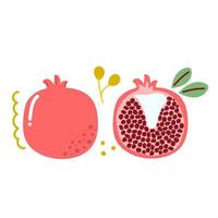 Hand gezeichnete Granat Granatapfel Liebe Frucht Konzept flache Illustration vektor