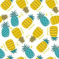 nahtloses Muster des niedlichen und lustigen modernen flachen Illustrationskindergartenentwurfs der Hand gezeichneten Ananas vektor