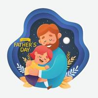 Vater umarmt Tochter am Nachthimmel vektor