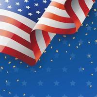vierter Juli Hintergrund mit wehender amerikanischer Flagge vektor