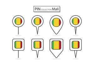 einstellen von eben Stift Mali Flagge Symbol im vielfältig Formen eben Stift Symbol Illustration Design. vektor