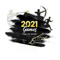 2021 Spiele, Zeit zu Sport Konzept mit verschiedene Leichtathletik im Aktion Pose. vektor