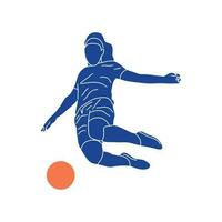 Hand gezeichnet Fußball Mädchen Spieler Vektor Silhouette. einfach Gekritzel Illustration zum Sport Mannschaften, Ausrüstung und Veranstaltungen