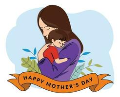 Illustration von ein Mutter halten ihr Kind. Konzept von das Beziehung zwischen Mutter und Kind. Mutter Tag. Liebe Mutter vektor