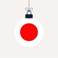 Weihnachtsball mit japanischer Flagge. Grußkartenvektorillustration. Frohe Weihnachtskugel mit Flagge lokalisiert auf weißem Hintergrund vektor