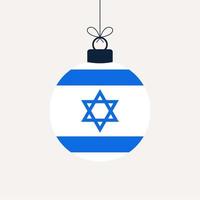 Weihnachtsball mit Israelflagge. Grußkartenvektorillustration. Frohe Weihnachtskugel mit Flagge lokalisiert auf weißem Hintergrund vektor