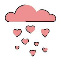 Gliederung Symbol Liebe Thema, Romantik, Februar 14, Valentinstag Tag. Design Elemente, Weiß Hintergrund. rot oder Rosa. süß Karikatur Stil. vektor
