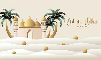 eid al Adha baner design vektor illustration. islamic och arabicum bakgrund för muslim gemenskap festival