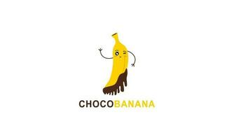 choklad banan logotyp illustration med rolig karaktär vektor