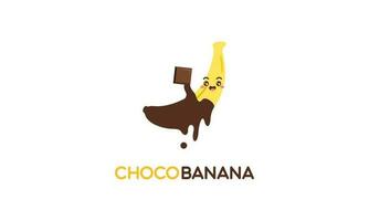 choklad banan logotyp illustration med rolig karaktär vektor