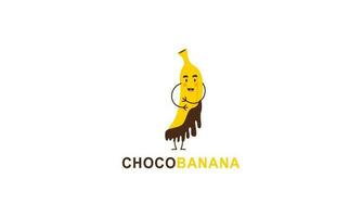 choklad banan logotyp illustration med rolig karaktär vektor