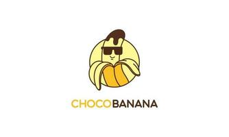 Schokolade Banane Logo Illustration mit komisch Charakter vektor