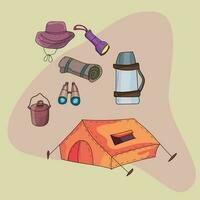 Camping Zubehörteil und draussen Lebensstil vektor
