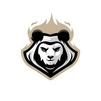 panda esport logotyp. flammande panda på vit bakgrund vektor