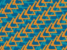 grungy blå turkos och orange färgad trianglar mönster isolerat på horisontell landskap tapet vektor bakgrund. tapet för affisch eller textil- grafik.