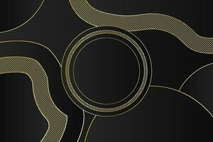 Luxus abstrakt Hintergrund mit golden Linien auf dunkel, modern schwarz Hintergrund Konzept 3d Stil. Illustration von Vektor Über modern Vorlage Deluxe Design