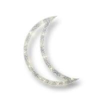 silver- skinande glitter lysande halv måne med skugga isolerat på vit bakgrund. halvmåne islamic för ramadan kareem design element. vektor illustration