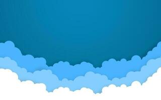 Blau Himmel mit Weiß Wolken Hintergrund. Karikatur eben Stil Design. Vektor Illustration