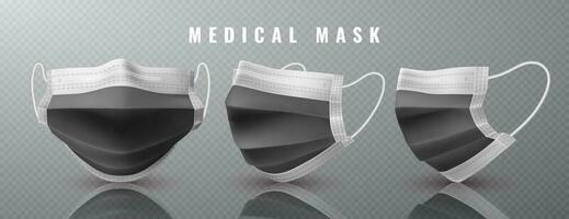 realistisch medizinisch Gesicht Maske. Einzelheiten 3d medizinisch Maske. Vektor Illustration