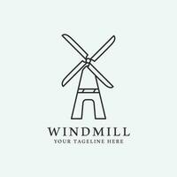 Windmühle Linie Kunst Symbol Logo Design Vektor Illustration