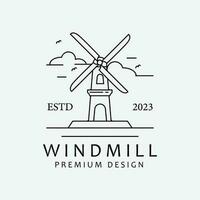 Windmühle Linie Kunst Symbol Logo Design, Bauernhof Turm Vektor Design