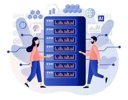 stor data begrepp. data vetenskap och jobb. data analys. mycket liten karaktär data ingenjörer. utvecklare karriär. modern platt tecknad serie stil. vektor illustration på vit bakgrund