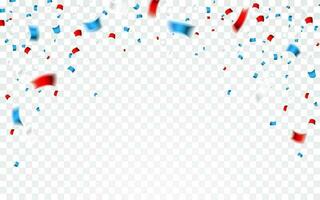 firande konfetti i nationell färger av usa. Semester konfetti i oss flagga färger. 4:e juli oberoende dag bakgrund vektor