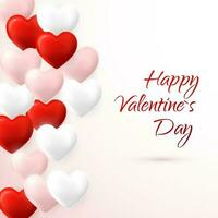 glücklich Valentinsgrüße Tag Hintergrund, fliegend Rot, Rosa und Weiß Helium Ballon im bilden von Herz. Vektor Illustration