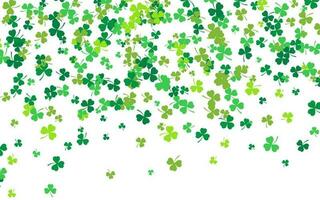 Heilige Patrick's Tag Rand mit Grün vier und Baum Blatt Klee auf Weiß Hintergrund. irisch Glücklich und Erfolg Symbole. Vektor Illustration