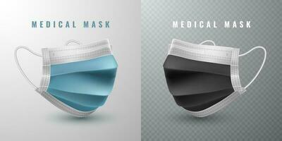 realistisk medicinsk ansikte mask. detaljer 3d medicinsk mask. vektor illustration