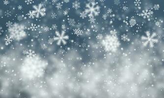 Weihnachten Schnee. fallen Schneeflocken auf dunkel Blau Hintergrund. Schneefall. Vektor Illustration