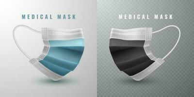 realistisk medicinsk ansikte mask. detaljer 3d medicinsk mask. vektor illustration