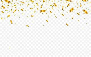 Gold Konfetti. Feier Karneval fallen glänzend funkeln Konfetti im Gold Farbe. Luxus Gruß Karte. Vektor Illustration