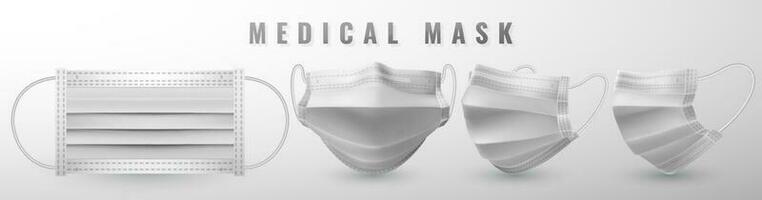 realistisk medicinsk ansikte mask. detaljer 3d medicinsk mask. vektor illustration