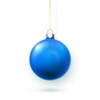 blå, grön, gul och röd jul boll. xmas glas boll på vit bakgrund. Semester dekoration mall. vektor illustration