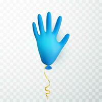 realistisch Blau medizinisch Latex Handschuh Ballon. scheinen Helium Ballon gemacht von medizinisch Latex Handschuh. Vektor Illustration