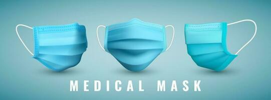 realistisk medicinsk ansikte mask. detaljer 3d medicinsk mask. vektor illustration