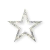 silver- skinande glitter lysande stjärna med skugga isolerat på vit bakgrund. vektor illustration