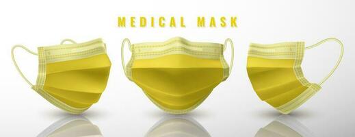 realistisk medicinsk ansikte mask. detaljer 3d medicinsk mask. vektor illustration