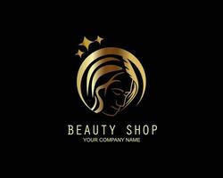 skönhet affär logotyp med guld Färg vektor
