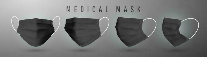 realistisch medizinisch Gesicht Maske. Einzelheiten 3d medizinisch Maske. Vektor Illustration