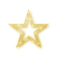 guld glänsande glitter glödande stjärna med skugga isolerad på vit bakgrund. vektor illustration