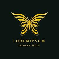 Luxus golden Farbe Schmetterling Logo Design. vektor