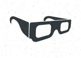 silhuett av papper 3d glasögon isometrisk se. vektor illustration. stereo retro glasögon för tredimensionell bio. filma industri symbol. ClipArt för skyltar, affischer. isolerat vit bakgrund